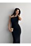 One Shoulder Buckled Long Dress Black - 2