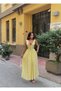 Women's Yellow Corset Detailed V-Neck Maxi Dress Yel221695 - 3
