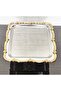 1 Piece Square Footed Silver Presentation Tray with Gold Rose Frame & Coffee & Cake/ Pastry Serving Tray 21 cm - 8