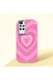 Redmi 10 2022 Compatible Shock-Absorbing Camera Protected Pink Silicone Case Heart Pattern