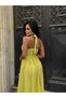 Women's Yellow Halter Neck Maxi Dress with Gipe Detail on the Back Yel221713 - 2
