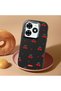 Infinix Hot 40I Compatible Shock-Absorbing Camera Protected Black Silicone Case Cherry Patterned - 2