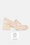 Women's Beige Patent Leather Genuine Natural De Leather 6-41 Size Thick Heel Loa Loafers Shoes