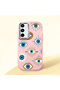 Pink Silicone Case with Shock-Absorbing Camera Protection Compatible with Samsung Galaxy S23 Fe Evil Eye Bead