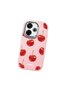 Redmi 13/13X Compatible Shock-Absorbing Camera Protected Pink Silicone Case Cherry Patterned - 3