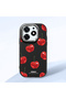 Tecno Spark 10 Pro(Ki7) Compatible Shock-Absorbing Camera Protected Black Silicone Case Cherry Patterned
