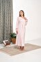 New Season Powdered Nevrürlü Full Length Buttoned Design Long Sleeve Lace Detailed Maternity Nightgown