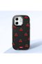Infinix Smart 9 Compatible Shock-Absorbing Camera Protected Black Silicone Case Cherry Patterned