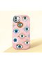 Realme C20/C20A Compatible Shock-Absorbing Camera Protected Pink Silicone Case Evil Eye Charm