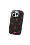 iPhone 14 Pro Max Compatible Shock-Absorbing Camera Protected Black Silicone Case Cherry Patterned - 3