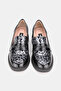 Women's Black Patent Leather Genuine Natural Leather Leather -41 Size Leop Leopard Printed Alin Heel Loaf Loafers Kabi - 4