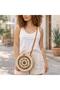 Round Wicker Women's Bag Si Natural Rattan Crisscross Straps Bohemian Shoulder Bag Handmade Summer Casual Bag - 5
