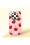 Redmi 14C 4G/5G Compatible Shock-Absorbing Camera Protected Pink Silicone Case Cherry Patterned