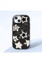 iPhone 13/14 Compatible Black Silicone Case with Shock-Absorbing Camera Protections Star Pattern