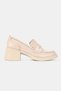 Women's Beige Patent Leather Genuine Natural De Leather 6-41 Size Thick Heel Loa Loafers Shoes - 6