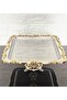 6 Pieces of Square-Legged Silver Presentation Trays with Gold Rose Frame & Coffee & Cake/ Pastry Serving Trays 21 cm - 4