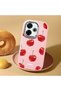 Redmi 13/13X Compatible Shock-Absorbing Camera Protected Pink Silicone Case Cherry Patterned - 2