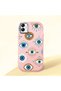Samsung Galaxy A03 Compatible Shock-Absorbing Camera Protected Pink Silicone Case Evil Eye Charm