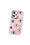 Redmi Note 12 Pro Speed Compatible Shock-Absorbing Camera Protected Pink Silicone Case with Evil Eye Bead - 3