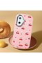 Poco F7 Compatible Shock-Absorbing Camera Protected Pink Silicone Case Cherry Patterned - 2