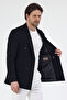 Pique Men's Black Double-Breasted Pointed Collar Stretchy Poly Viscose Fabric Slim Fit Sports Blazer Jacket - 5