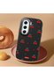 Tecno Camon 40 Pro 5g(Cm7) Compatible Shock-Absorbing Camera Protected Black Silicone Case Cherry Patterned - 2