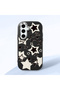 Samsung Galaxy S24 Fe Compatible Shock-Absorbing Camera Protected Black Silicone Case Star Pattern