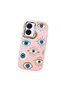 Vivo Y16/Y02S Compatible Shock-Absorbing Camera Protected Pink Silicone Case Evil Eye Charm - 3