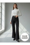 Women's Black High Waist Buttonless Flared Pants