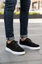 Men's Black Daily Comfortable Lace-Up Sports Shoes Thick Sole Casual Sneakers
