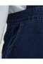 Buttoned Pocketed Skirt with Ruffles Denim Gilet - Navy Blue - Navy - 2