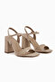 Janica Beige Ankle Boots Buckled Block Heel Women's Sandals - 3