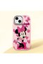 iPhone 15 Compatible Shock-Absorbing Camera Protected Pink Silicone Case Mickey Patterned