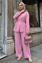 Three-Button Belted Pink Modal Set