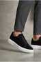 Men's Black Daily Comfortable Lace-Up Sports Shoes Thick Sole Casual Sneakers - 2