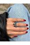 Bohemian Style Blue Beaded Swallow Bird Design Adjustable Ring - 2