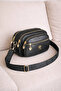 Women's Multi-Compartment Black Daily Crossbody Leather Bag – Convenient Model with Zipper