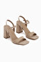 Janica Beige Ankle Boots Buckled Block Heel Women's Sandals - 4