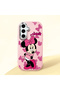 Pink Silicone Case with Shock-Absorbing Camera Protections Compatible with Samsung Galaxy S24 Fe Mickey Patterned