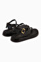 Annia Genuine Leather Women's Black Toe Post Sandals - 6