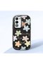 Oppo A5 4G/5G Compatible Shock-Absorbing Camera Protected Black Silicone Case Floral Print