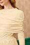 Cream Oysho Ruched Detail Bluz - 3