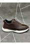 Brown Genuine Leather Lace-Up Sneakers - 2