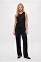 Women's Leya Premium Woven Vest Pants Black Bottom Top Set - 3
