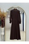 Belgi Rose Satin Dress-Ge5157 Brown - 6