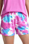 Plus Size Patterned Women's Athlete Pocketed Pajama Set with Shorts – Fuchsia - 3