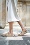 Women's Double Buckled Gold Detailed Comfortable Casual Summer Shoes Slipper - 6