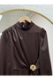 Belgi Rose Satin Dress-Ge5157 Brown - 3