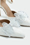 Rodop Stone Bow Detail Women's White Heeled Shoes - 3