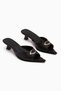 Dania Black Buckled Short Heeled Women's Shoes Slipper - 3